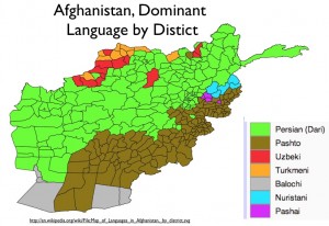 Map of Major Languages by District in Afghanistan