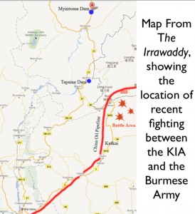 Map of Recent Battles in Burma Map of Recent Kachin Battles in Burma, from The Irrawaddy
