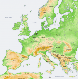 Europe physical map