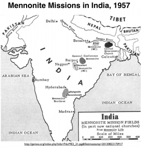Mennonites in India map